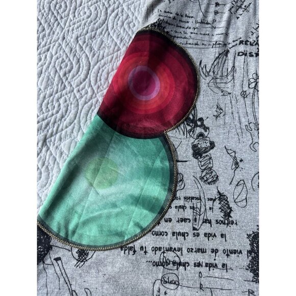 Desigual Woman's Sz M Gray Silver Turquoise Abstract Print V Neck Dress - Picture 6 of 10